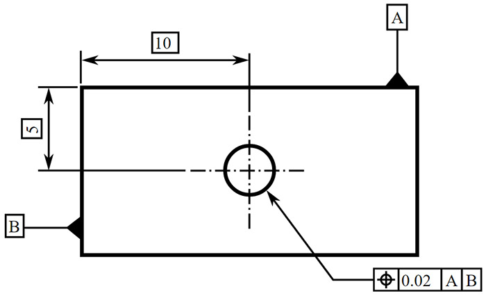 Simple geometric shape technical drawing with dimensions.