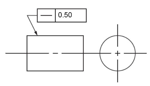 Technical drawing symbol measuring surface straightness deviation.