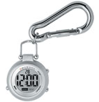 Small digital stopwatch with clip-on design.