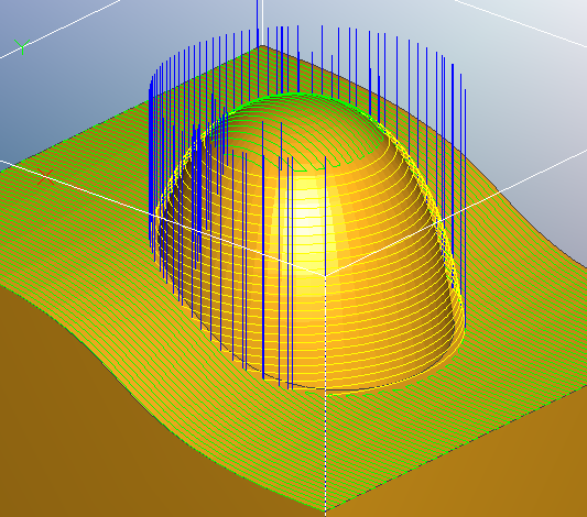 Parallel lines on a curved, symmetrical 3D object.