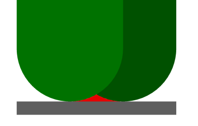 Green oval shape on gray rectangular background with curved ends resembling a fish belly shape.