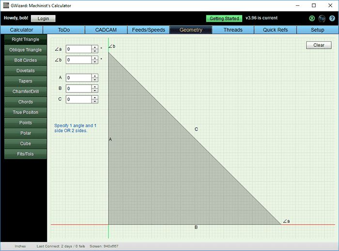 Screenshot of GCode calculator tool with toolbar and calculation grid.
