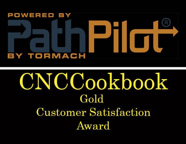 CNCCookbook.com gold customer satisfaction award with logo and PathPilot software.