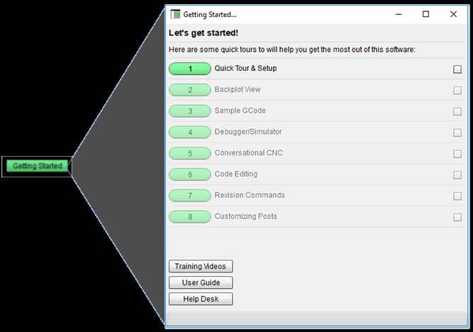 Green "Getting Started" button with dropdown arrow, navigation menu options.