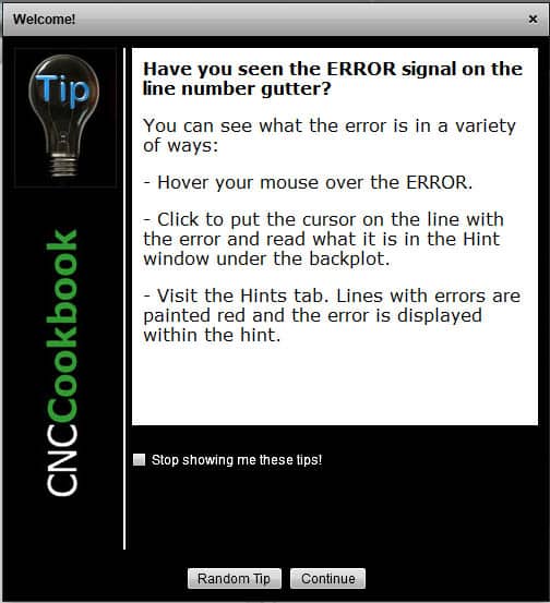 Computer screen displaying tip on error signals in line number gutters.
