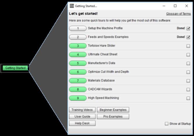 Machining tutorials software setup webpage screenshot