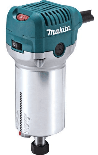 Makita air grinder with teal and silver finish.