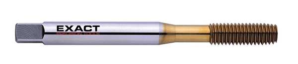 Silver and gold colored object with threaded end, exact text.