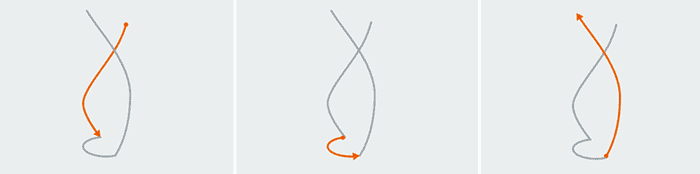 Stylized curved line with arrow on light gray background, featuring smooth flowing curve and subtle gradient effect.