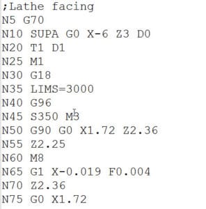 Lathe facing measurements in gray text on white background.