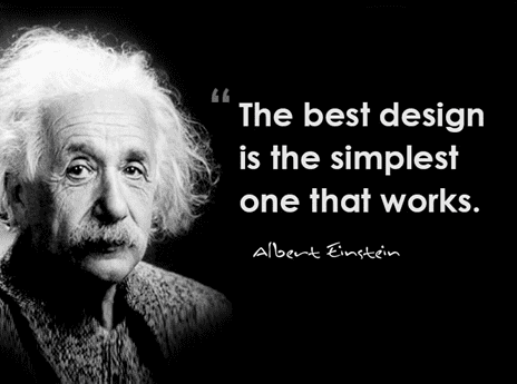 Albert Einstein headshot with a simple design quote on a black background.