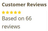 Yellow stars and brown text "Based on 66 reviews" against a white background.