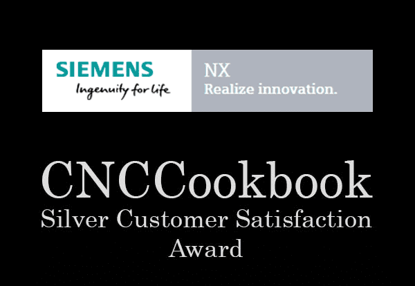 Siemens NX logos alongside CNCCookbook logo on black background.