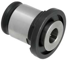 Cylindrical metal component with a circular central hole.