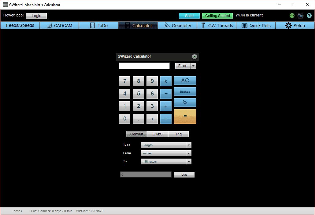 A gray calculator with blue accents on a website.