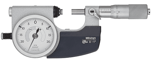Precision measuring instrument with Mitutoyo branding.