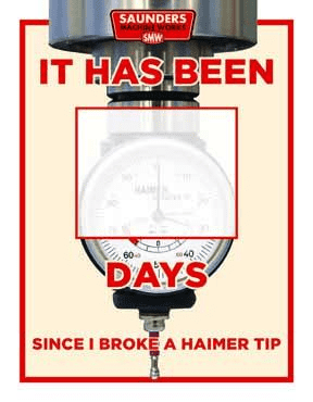 Broken dial indicator gauge with red text overlay: "IT HAS BEEN DAYS..." and Saunders Snow logo.