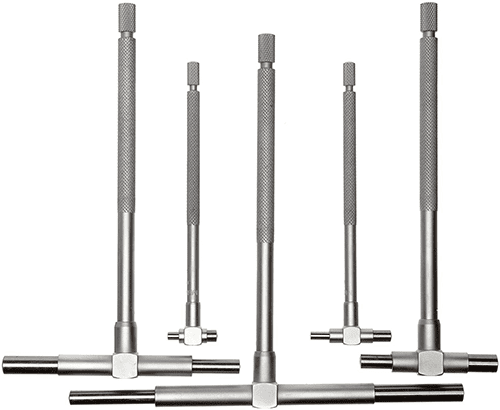 Precision tools with threaded ends and knurled handles.