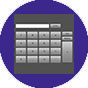 Blue calculator with white title bar and gray keys.