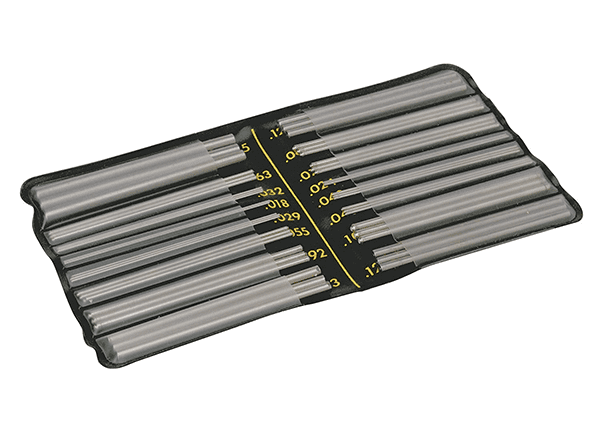 Precision tool with graduated rods of varying sizes.