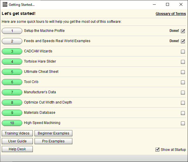 Screenshot of a tutorial guide with numbered steps and images for machining software.