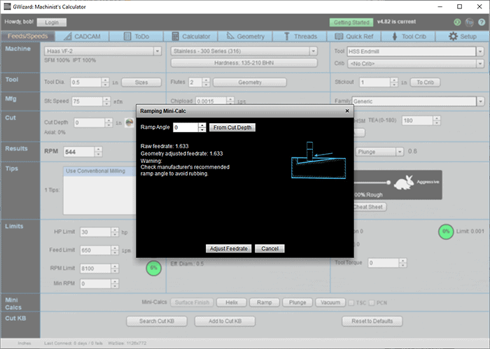 Computer-aided design software screenshot with CAD/CAM interface, menus, and input fields.