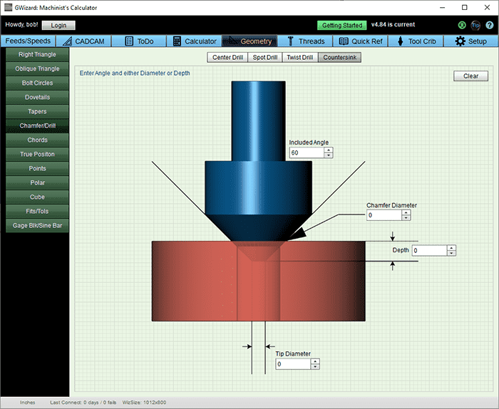 A computer screen displaying a 3D rendering of a machining tool with labeled settings.