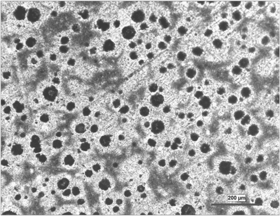 Material with small holes or voids under microscopic view.