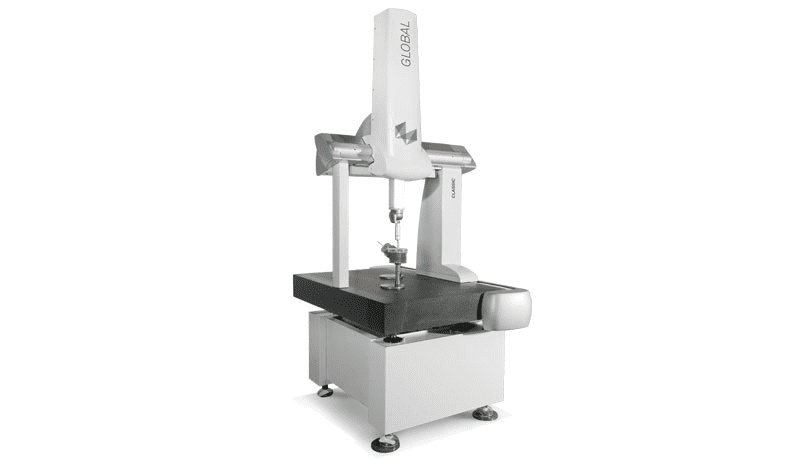 Precision instrument with flat base and vertical post.