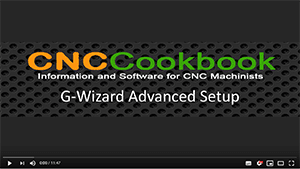 CNC Cookbook website screenshot with black background and G-Wizard Advanced Setup text.