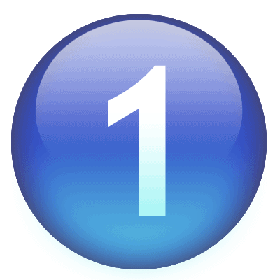 Blue circle with white numeral 1 and light-to-dark blue gradient effect.