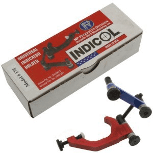 INDICOL Universal Indicator Holder for precise part measurement and alignment in machining processes.