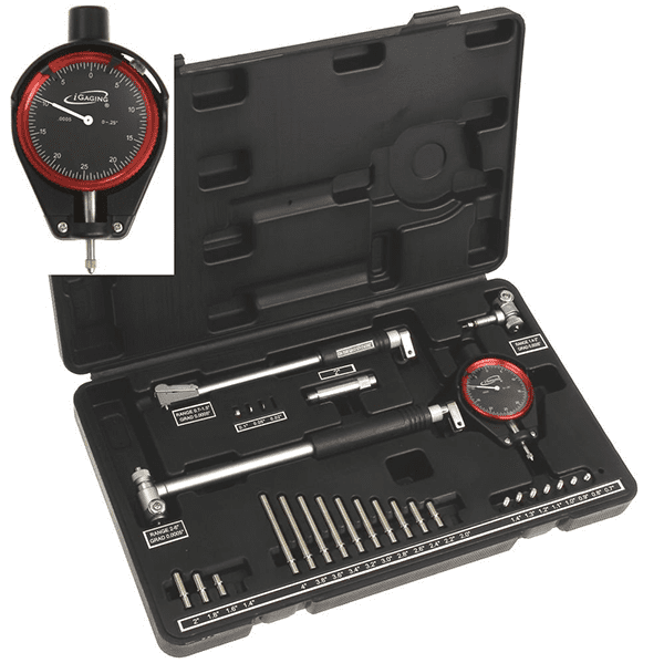 Black plastic case with gauges and dials, lid propped up.