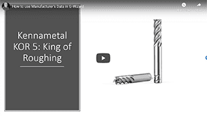 A screenshot featuring a Kennametal KOR 5 end mill.