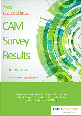 Green and white cover page with circular graphic resembling CNC toolpath, CNCCookbook logo and author credit "Bob Warfield"