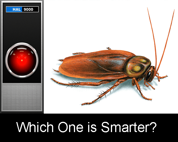 HAL 9000 computer graphic with cockroach