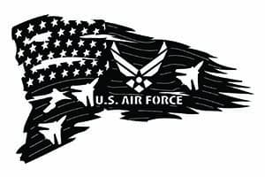 American flag graphic with stylized eagle emblem and U.S. AIR FORCE text.