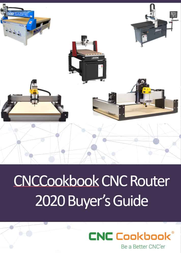 Five different types of CNC routers against a white background.