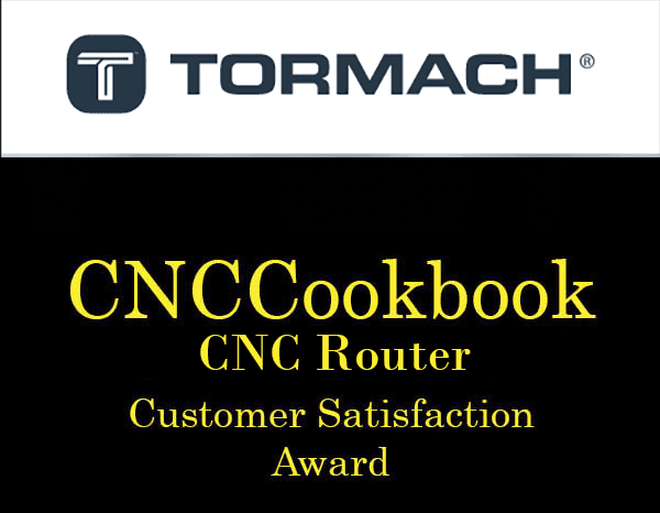 Tormach's CNC Router Customer Satisfaction Award logo on the CNCCookbook website.