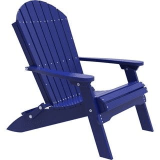 Dark blue Adirondack chair on a plain background made of wood or plastic.