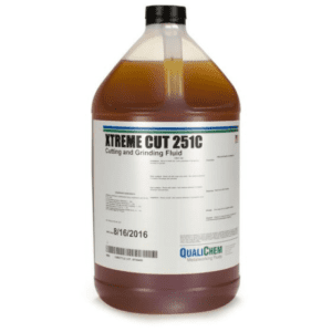 Plastic bottle of XTREME CUT 251C cutting and grinding fluid by QualiChem.