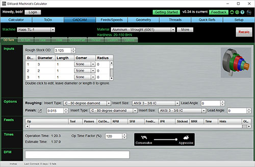 CNC machining software displaying 3D model of lathe machine.