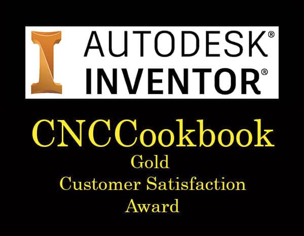 Autodesk Inventor Gold Customer Satisfaction Award seal featuring company logos and award title in various colors.