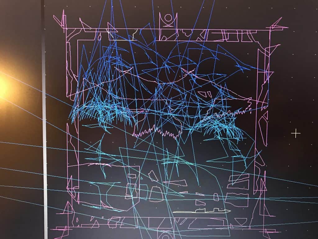 Stylized illustration of a skull with large offset set against a dark background.