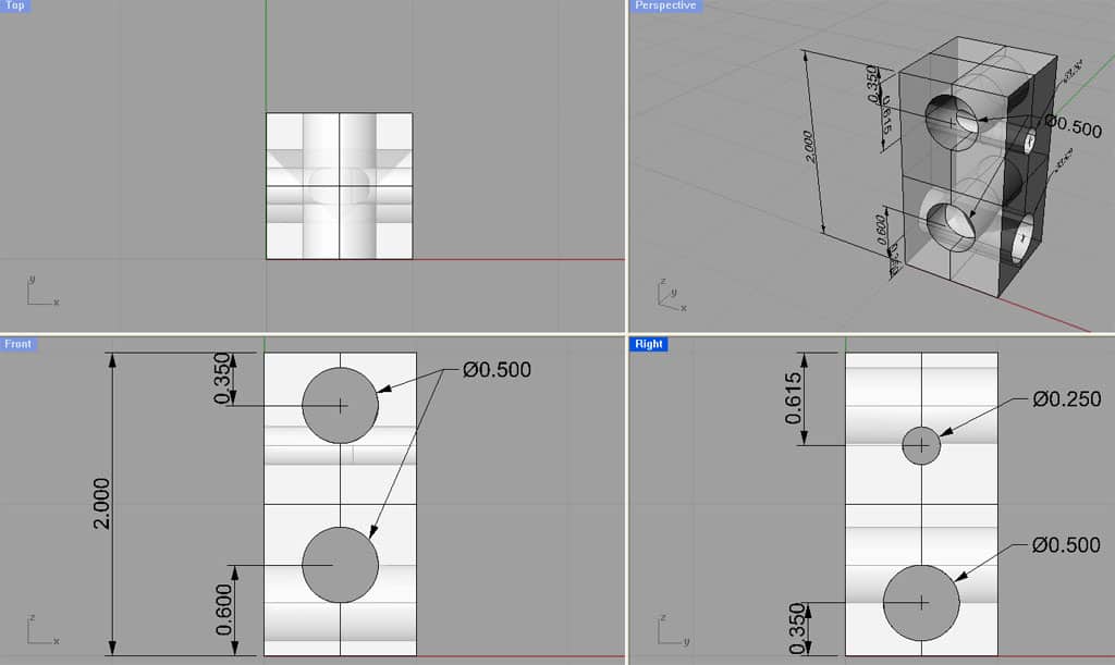 Front clamping block with detailed 3D model and technical dimensions.