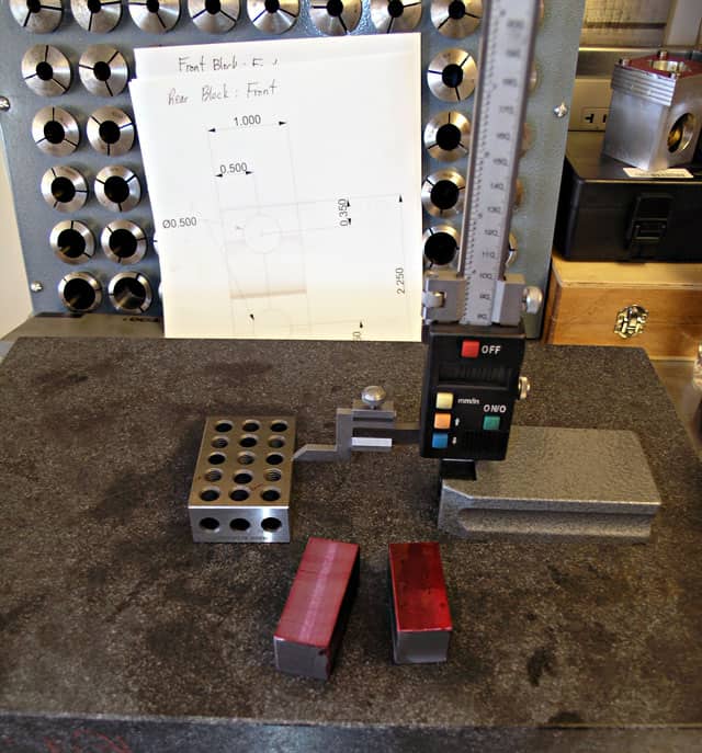 Precision measuring device with ruler-like scale.