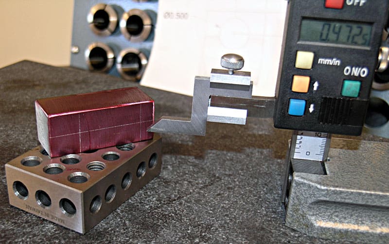 Micrometer caliper with digital display.