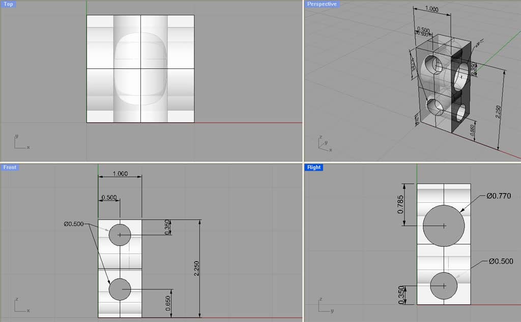 Technical drawings of a clamping block with dimensions.