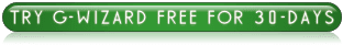 A green rounded rectangle with white text reading "TRY G-WIZARD FREE FOR 30-DAYS" on a white background.