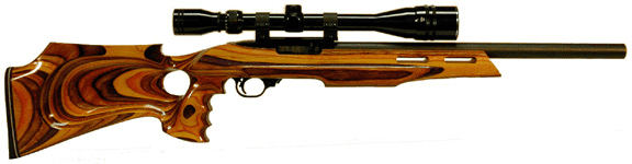 Rifle with attached scope.